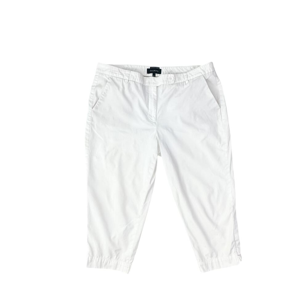 Talbots White Perfect Skimmer Mid Rise Cropped Pants Cotton Spandex Women's 14